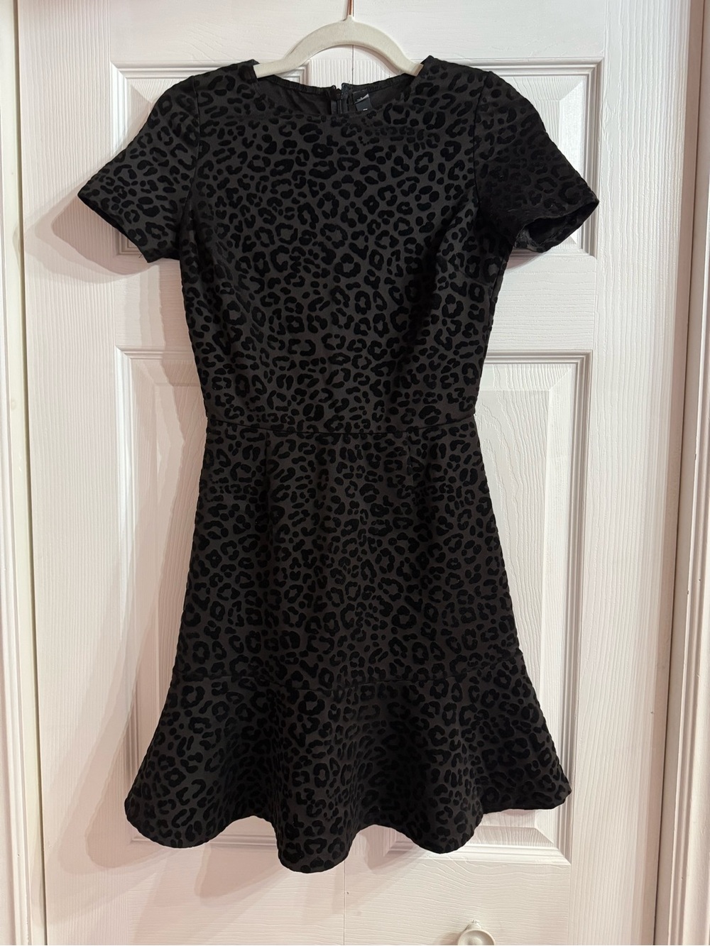 Design Lab Lord & Taylor Black Leopard-Print Fit & Flare Dress